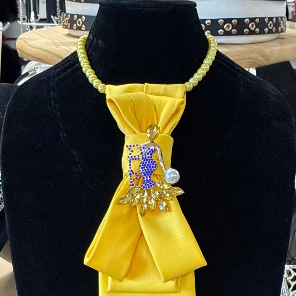 Custom Yellow Neckpiece Statement Necklace Sigma Gamma Rho Greek Sorority